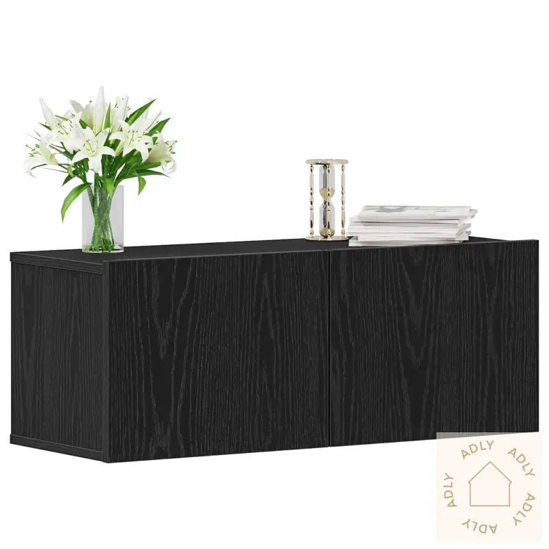 Tv Veggskap (Sett Med 2) - Svart Eik, 80X30X30 Cm, Laget Av Konstruert Tre