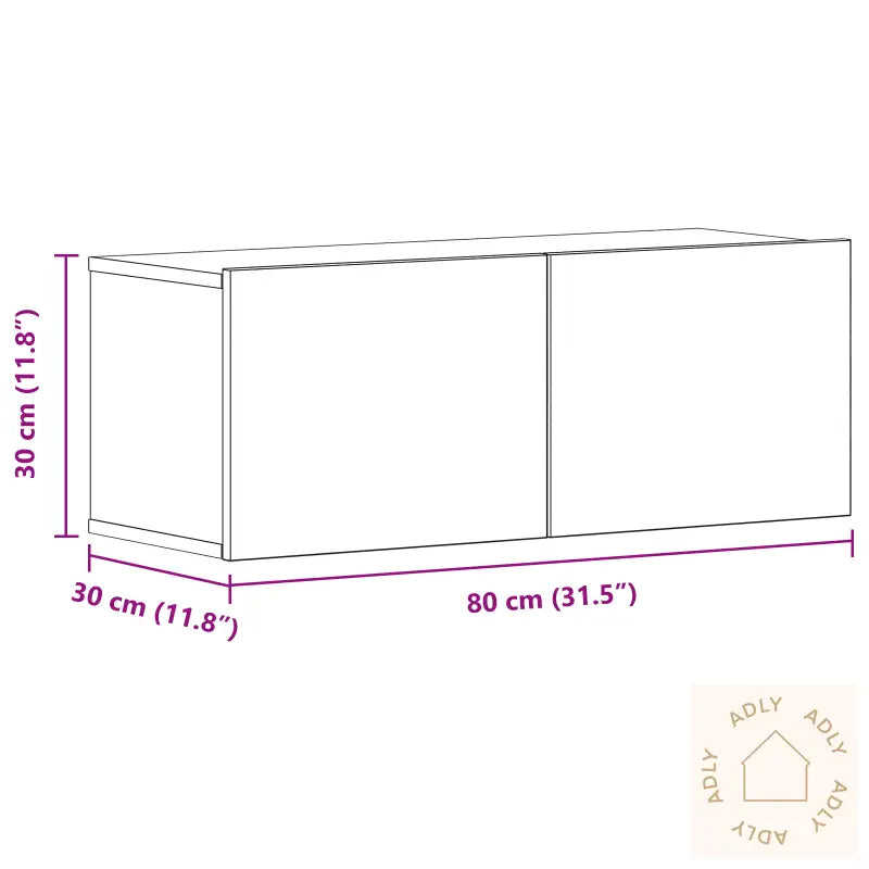 Tv Veggskap (Sett Med 2) - Svart Eik, 80X30X30 Cm, Laget Av Konstruert Tre