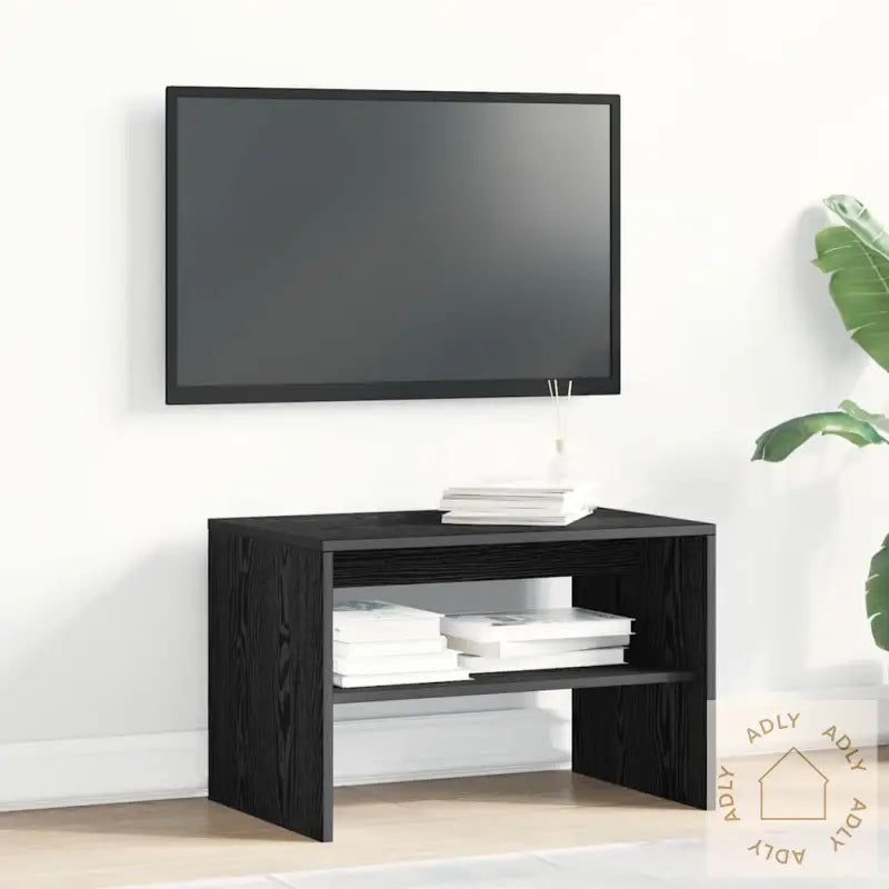 Tv-Benk Svart Eik 60X40X40 Cm Konstruert Tre