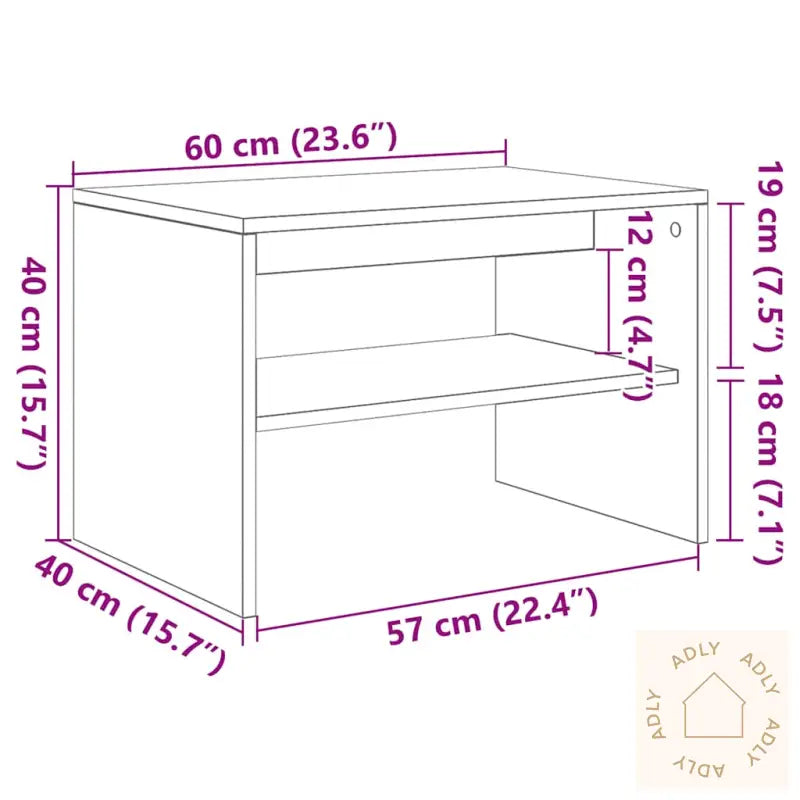 Tv-Benk Svart Eik 60X40X40 Cm Konstruert Tre