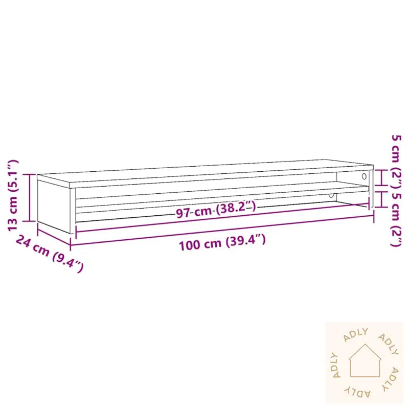 Skjermstativ Svart Eik 100X24X13 Cm Konstruert Tre