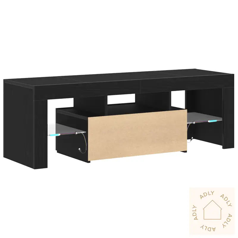 Tv-Benk Med Led-Lamper I Svart Eik 120X35X40 Cm