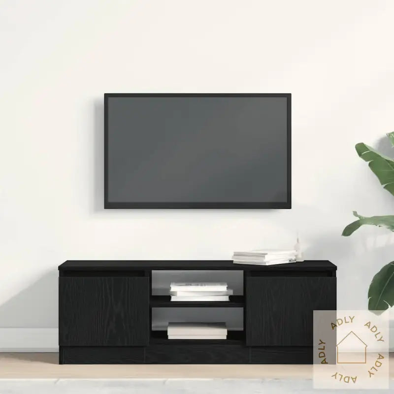 Tv-Benk Svart Eik 102X30X36 Cm Konstruert Tre