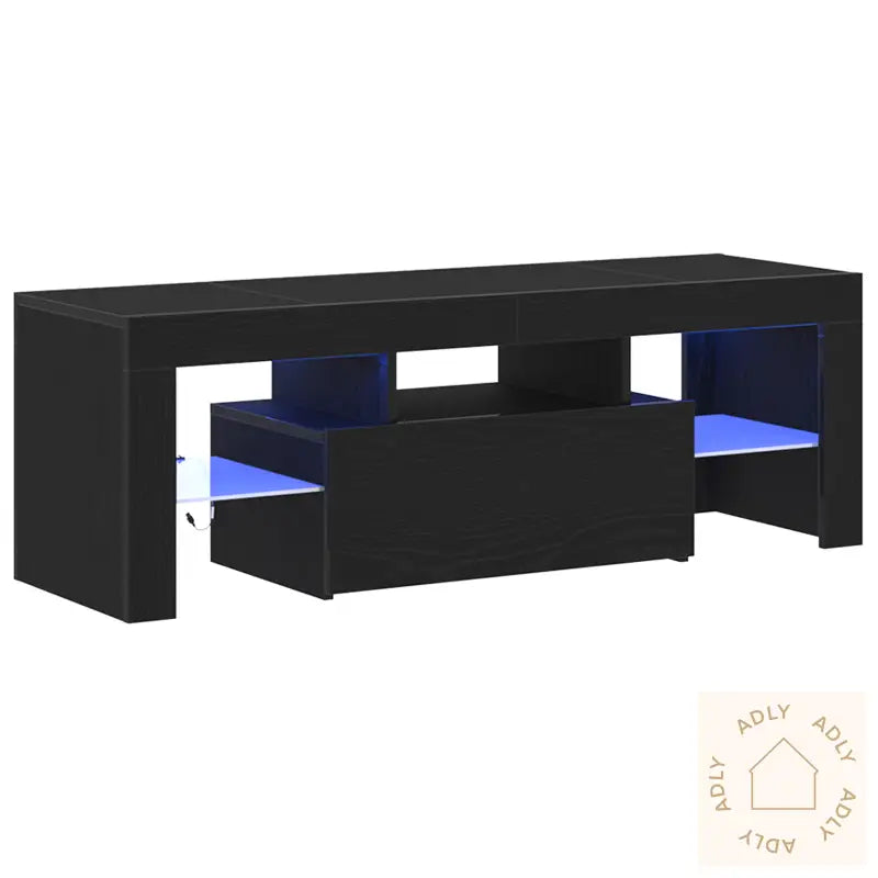 Tv-Benk Med Led-Lamper I Svart Eik 120X35X40 Cm