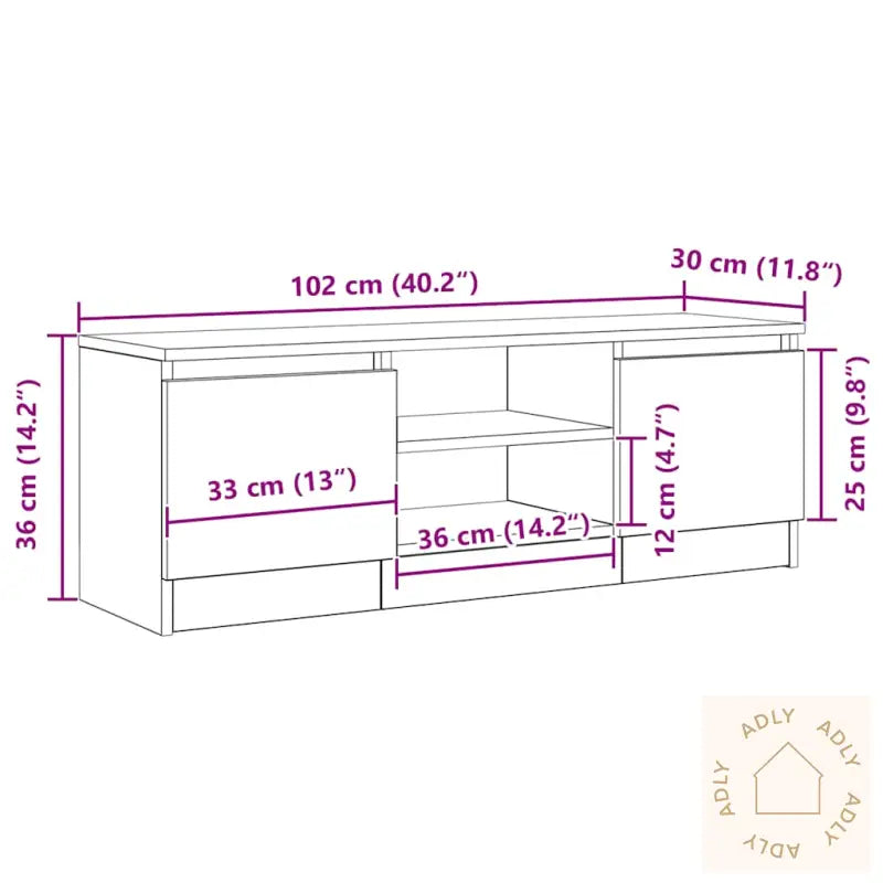 Tv-Benk Svart Eik 102X30X36 Cm Konstruert Tre
