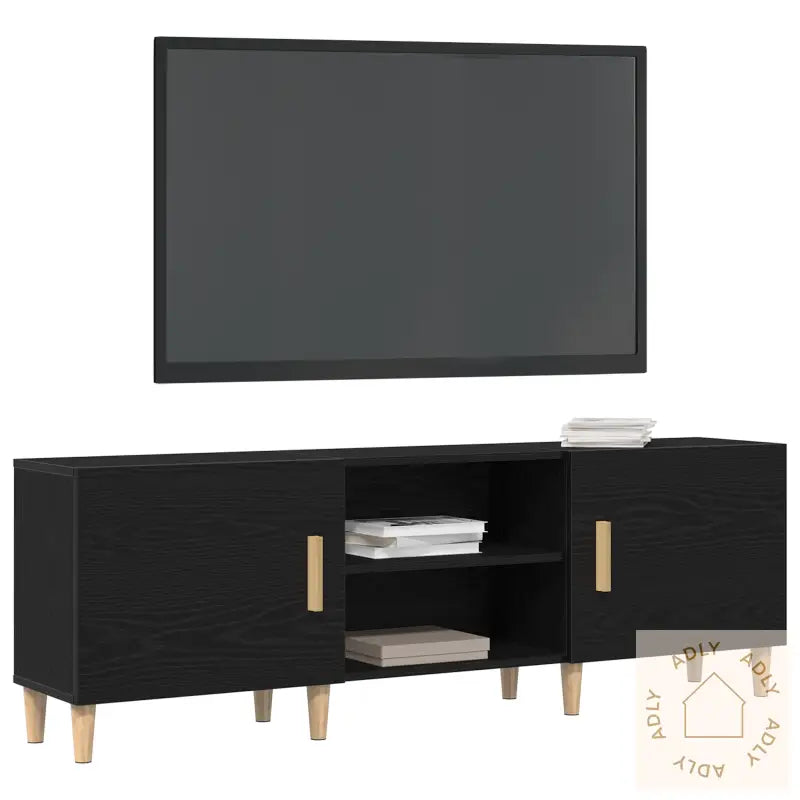 Tv Stativ - Svart Eik, 150X30X50 Cm, Laget Av Konstruert Tre