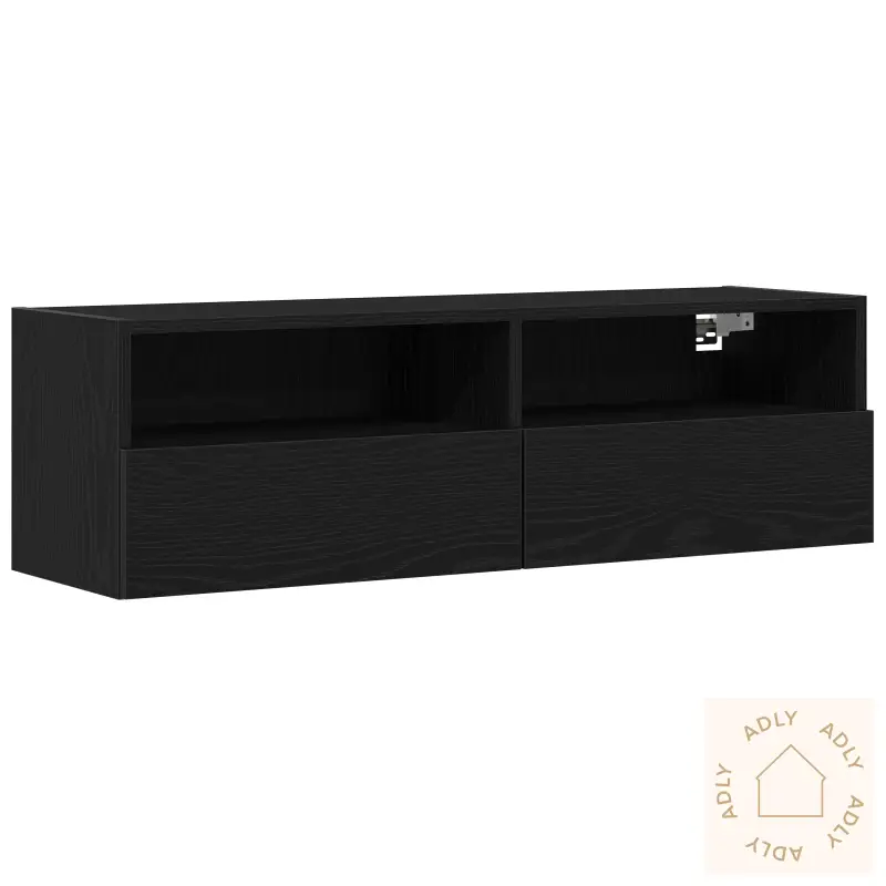 Tv Vegghylle Svart Eik 100X30X30 Cm Konstruert Tre