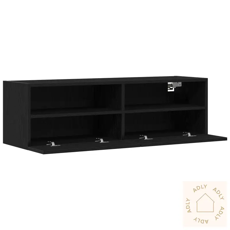 Tv Vegghylle Svart Eik 100X30X30 Cm Konstruert Tre