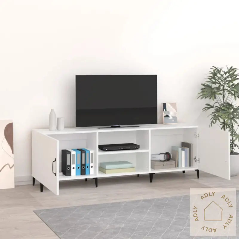 Tv-Benk Hvit 150X30X50 Cm Konstruert Tre