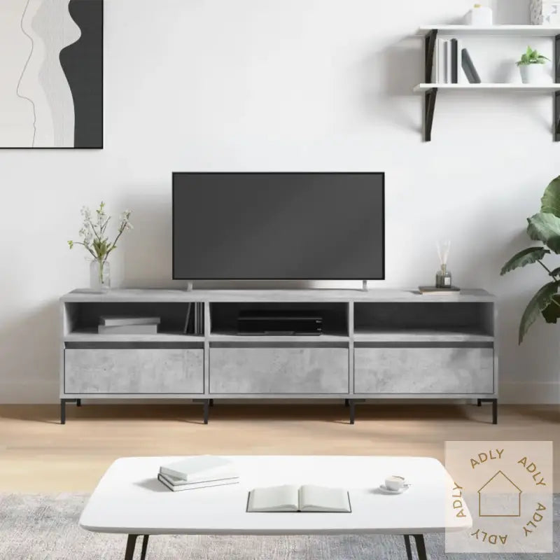 Tv-Benk Betonggrå 150X30X44,5 Cm Konstruert Tre