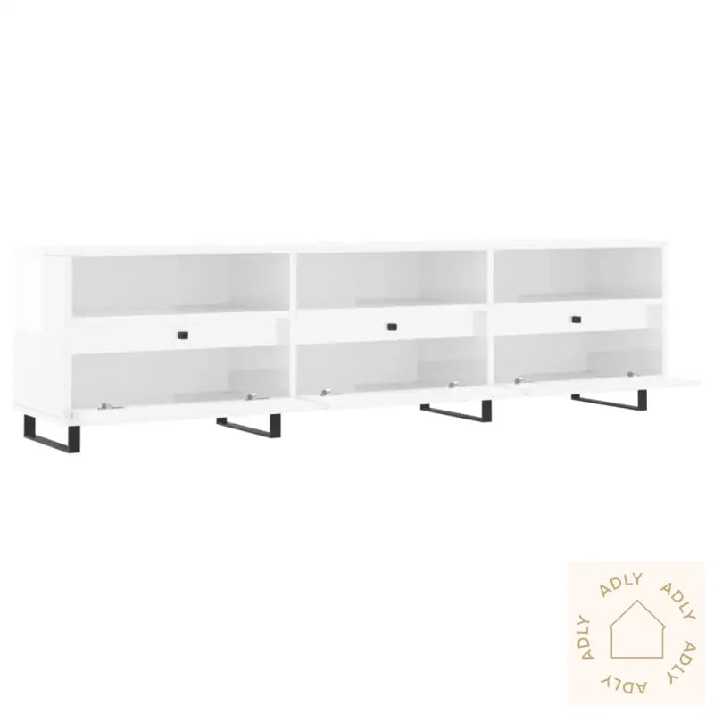 Tv-Benk Høyglans Hvit 150X30X44,5 Cm Konstruert Tre