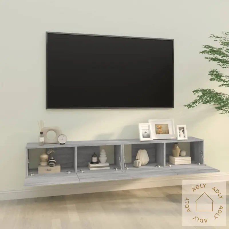 Vegghengte Tv-Benker Grå Sonoma 100X30X30 Cm Konstruert Tre