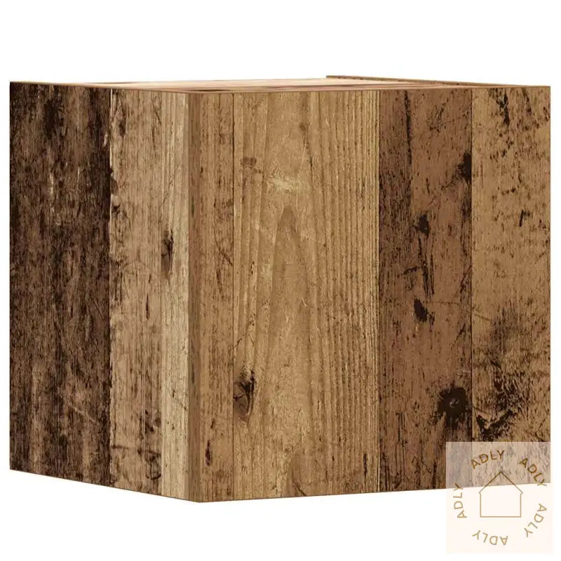 Tv-Skapsett 5 Deler Veggmontert Gammelt Tre Konstruert Tre