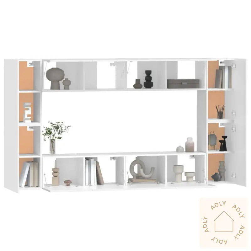 Tv-Skapsett 8 Deler Hvit Konstruert Tre