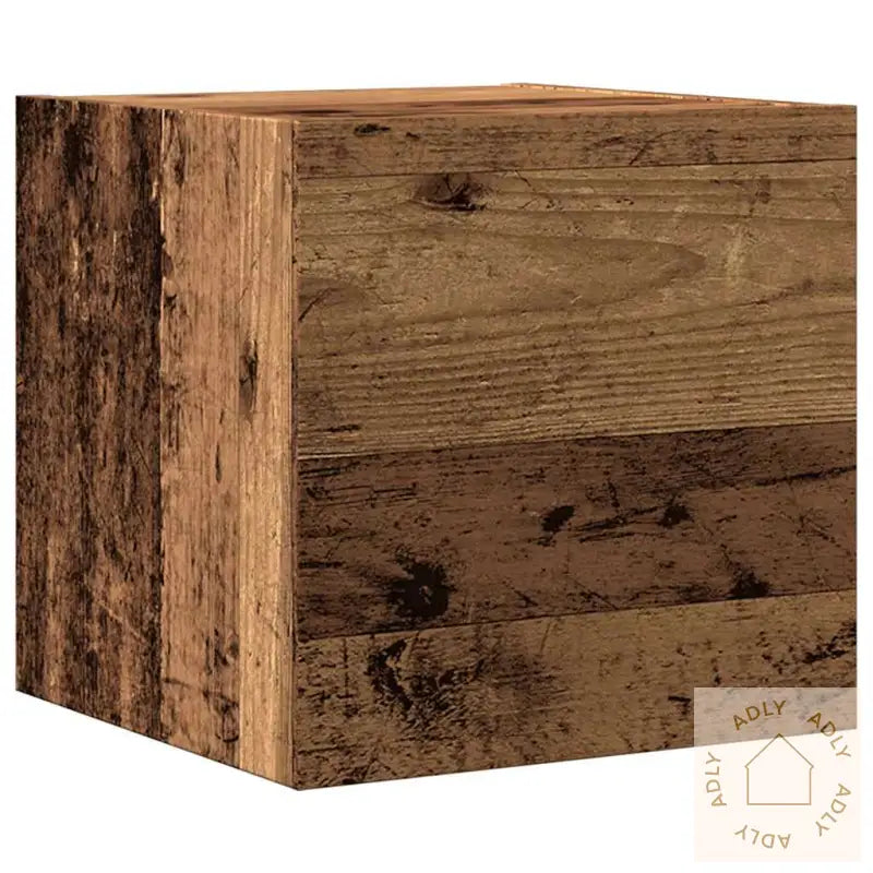 Tv-Skapsett 7 Deler Veggmontert Gammelt Tre Konstruert Tre