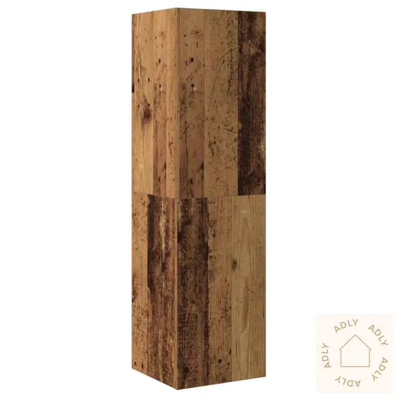 Tv-Skapsett 7 Deler Veggmontert Gammelt Tre Konstruert Tre