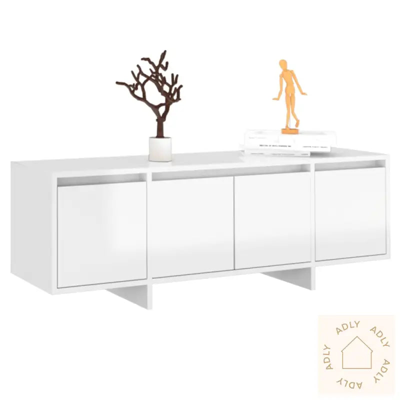 Tv-Benk Høyglans Hvit 120X30X40,5 Cm Konstruert Tre