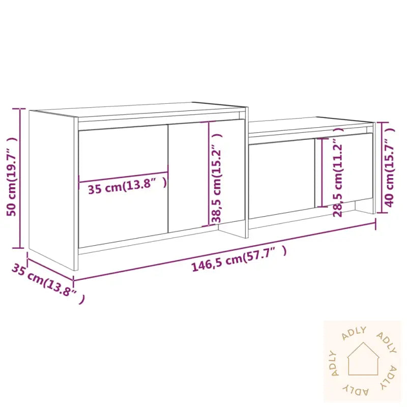 Tv-Benk Grå Sonoma Eik 146,5X35X50 Cm Konstruert Tre