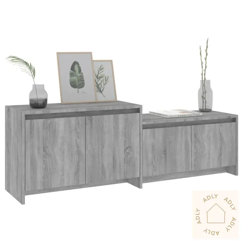 Tv-Benk Grå Sonoma Eik 146,5X35X50 Cm Konstruert Tre