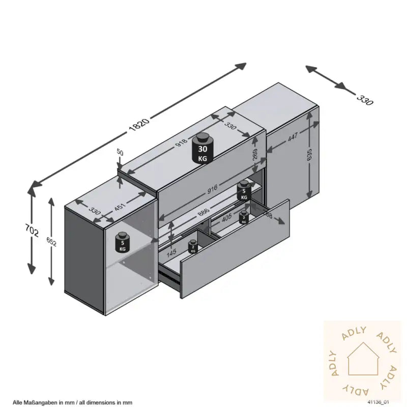 Fmd Tv/Hi-Fi-Benk 182X33X70,2 Cm Hvit Og Artisan Eik