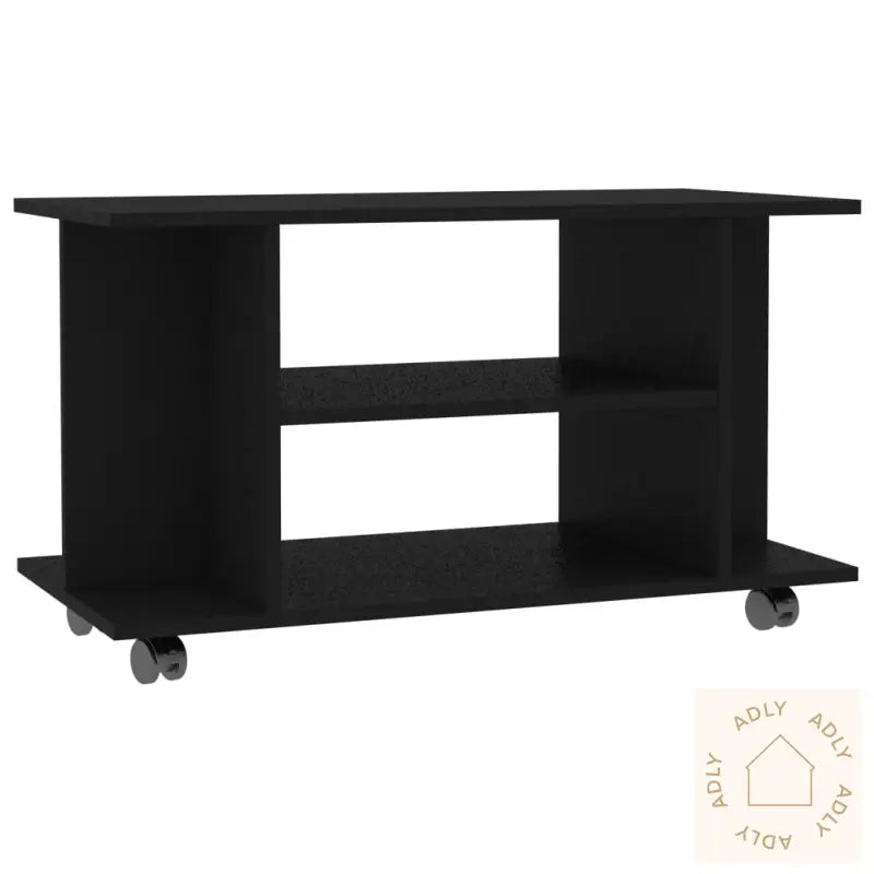 Tv-Benk Med Hjul Svart 80X40X45 Cm Konstruert Tre