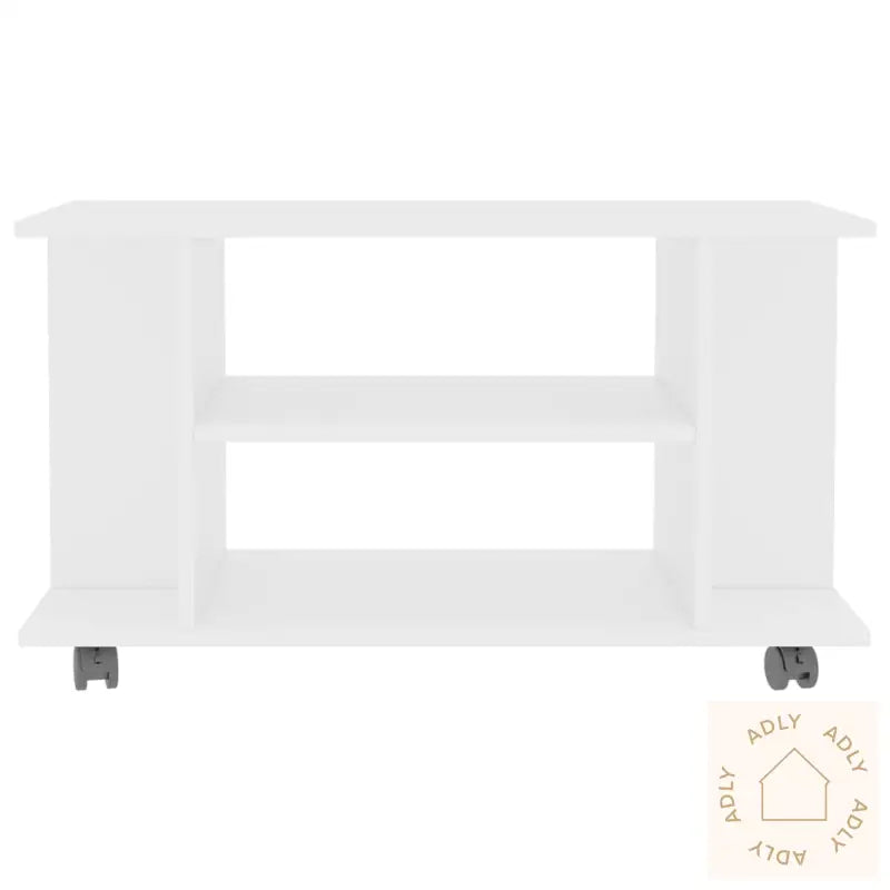 Tv-Benk Med Hjul Hvit 80X40X45 Cm Konstruert Tre