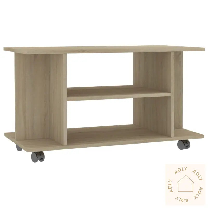 Tv-Benk Med Hjul Sonoma Eik 80X40X45 Cm Konstruert Tre