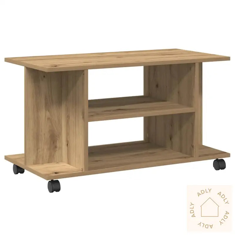 Tv-Benk Med Hjul Artisan Eik 80X40X45 Cm Konstruert Tre
