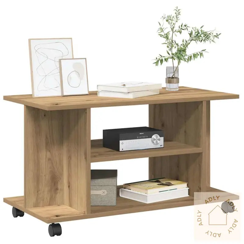 Tv-Benk Med Hjul Artisan Eik 80X40X45 Cm Konstruert Tre