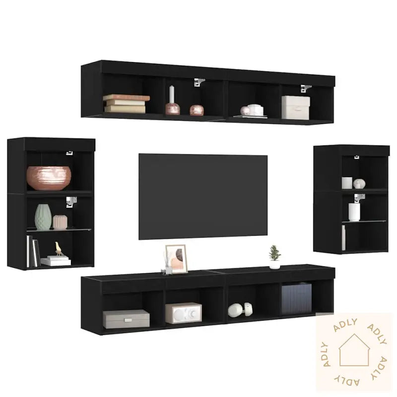 Flytende Hyller 2 Stk Svart Eik 40X28,5X40 Cm Konstruert Tre