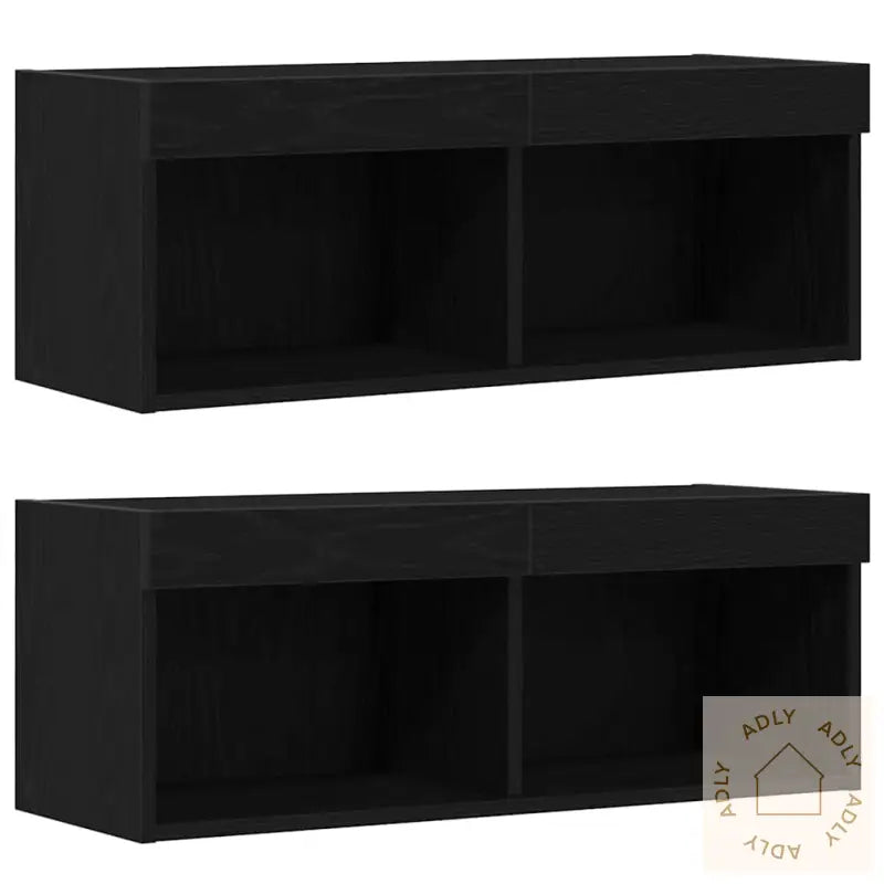 Flytende Hyller 2 Stk Svart Eik 40X28,5X40 Cm Konstruert Tre