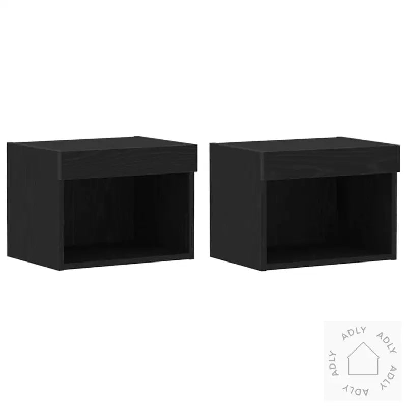 Flytende Hyller 2 Stk Svart Eik 40X28,5X40 Cm Konstruert Tre