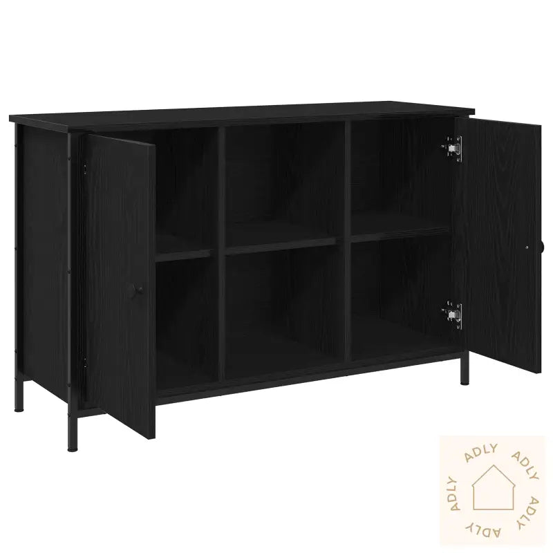Tv-Skap Svart Eik 101X35X65 Cm Konstruert Tre Og Stål