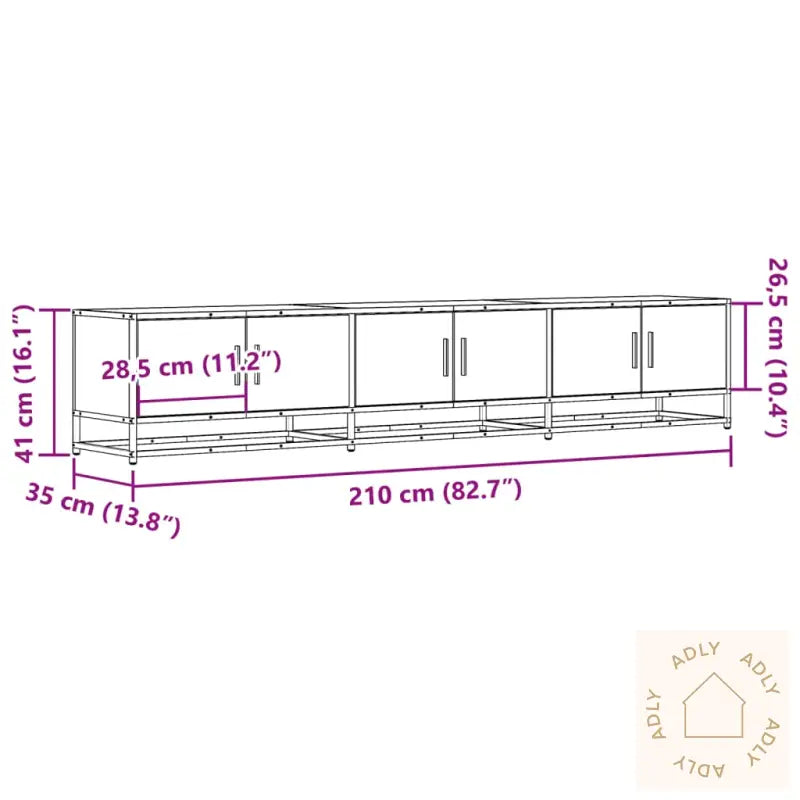 Tv-Benk Røkt Eik 210X35X41 Cm Konstruert Tre