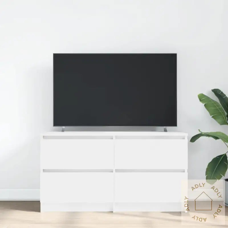 Tv-Benk Hvit 100X35X54 Cm Konstruert Tre