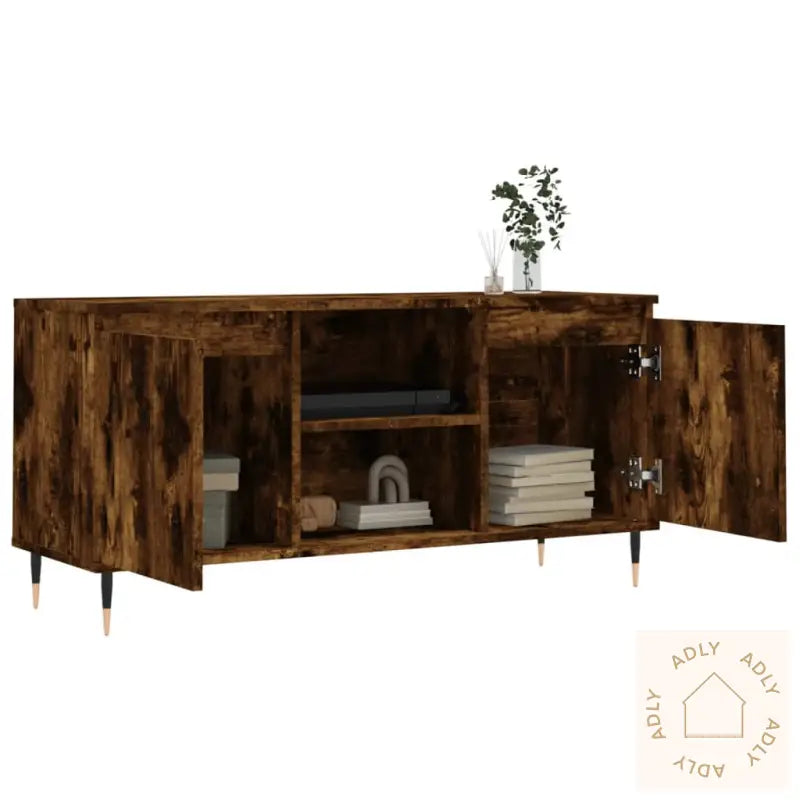 Tv-Benk Røkt Eik 104X35X50 Cm Konstruert Tre