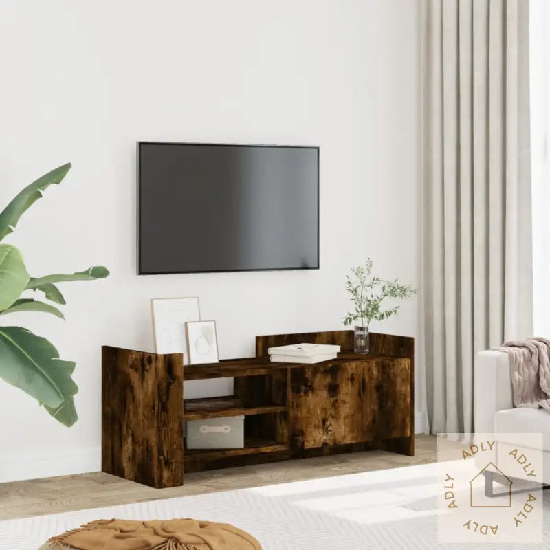 Tv-Benk Røkt Eik 100X35X40 Cm Konstruert Tre