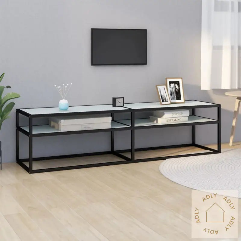 Tv-Benk Hvit Marmor 160X40X40,5 Cm Herdet Glass
