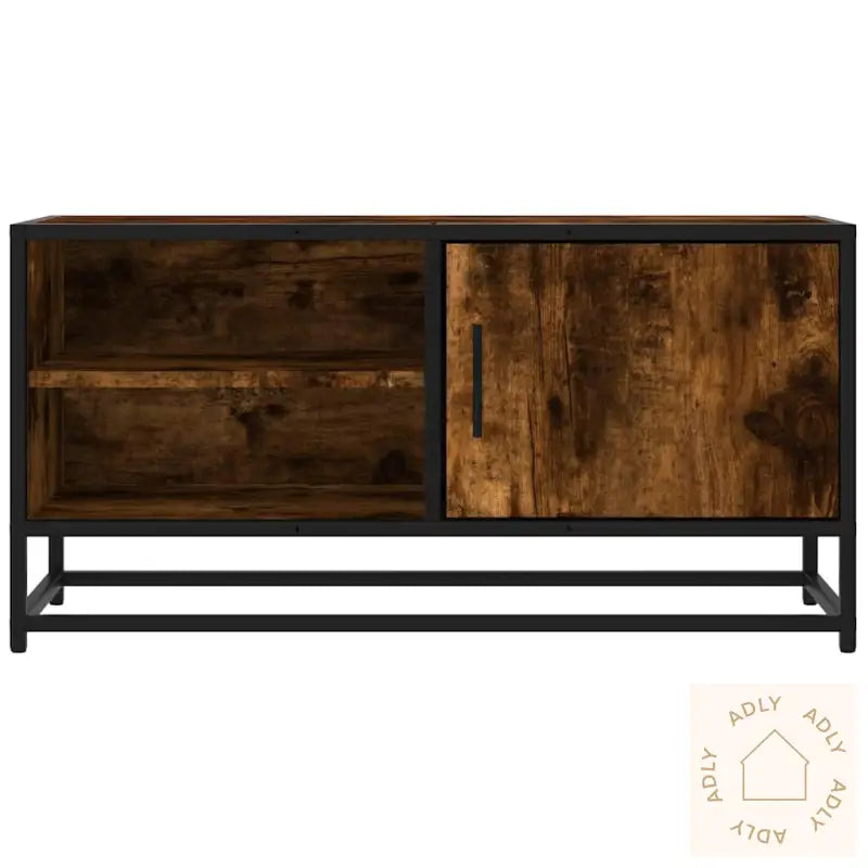 Tv-Benk Røkt Eik 80X34,5X40 Cm Konstruert Tre Og Metall