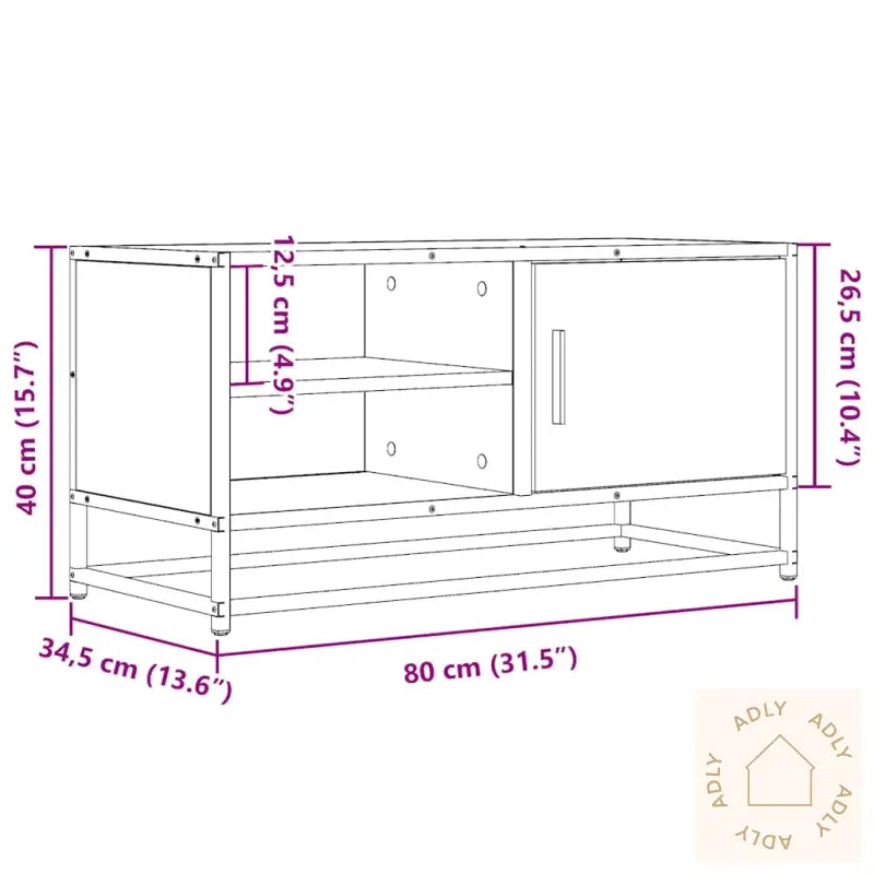 Tv-Benk Røkt Eik 80X34,5X40 Cm Konstruert Tre Og Metall
