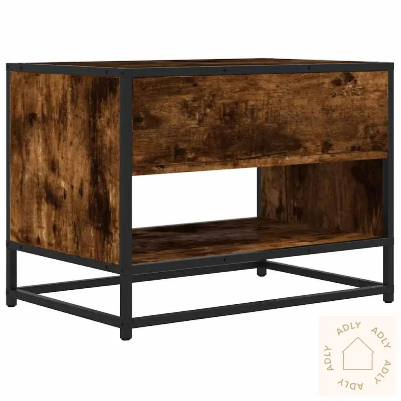 Tv-Benk Røkt Eik 61X40X46 Cm Konstruert Tre Og Metall