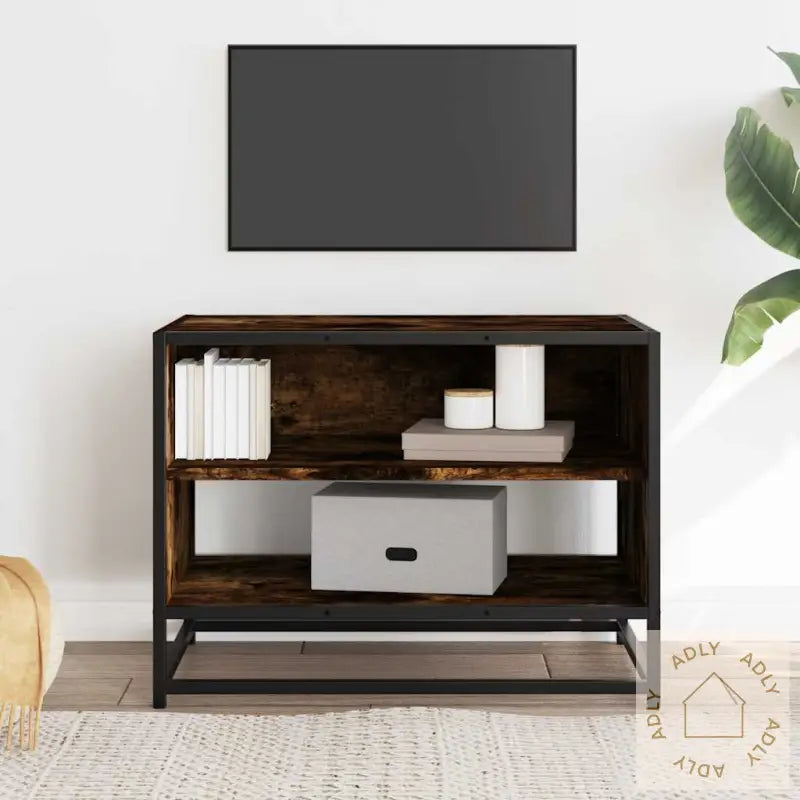 Tv-Benk Røkt Eik 61X40X46 Cm Konstruert Tre Og Metall