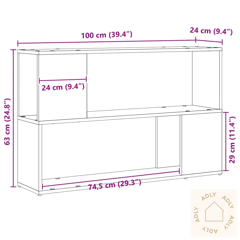 Bokhylle I Svart Eik 100X24X63 Cm, Laget Av Konstruert Tre