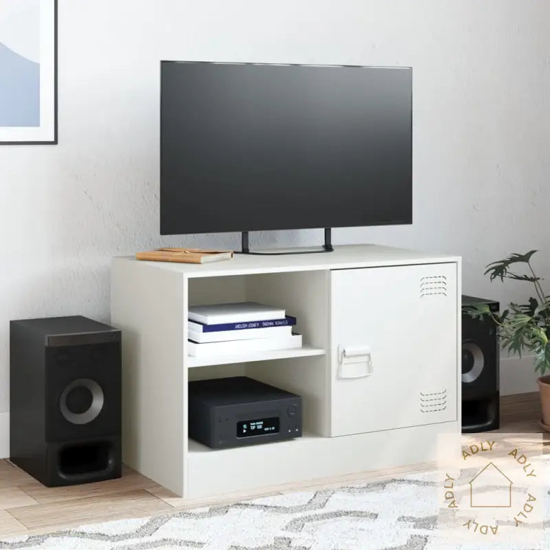 Tv-Benk Hvit 67X39X44 Cm Stål