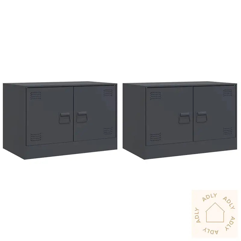 Tv-Benker 2 Stk Antrasitt 67X39X44 Cm Stål