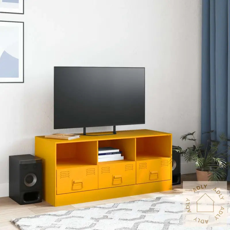 Tv-Benk Sennepsgul 99X39X44 Cm Stål