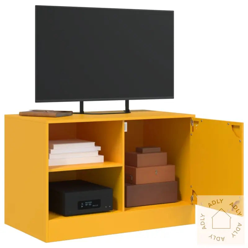 Tv-Benker 2 Stk Sennepsgul 67X39X44 Cm Stål