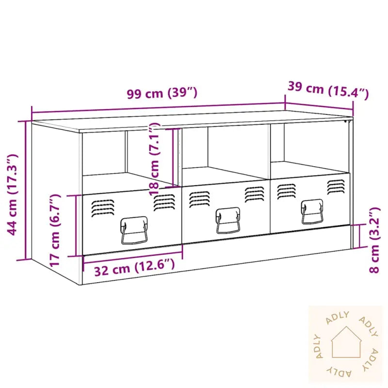 Tv-Benk Sennepsgul 99X39X44 Cm Stål