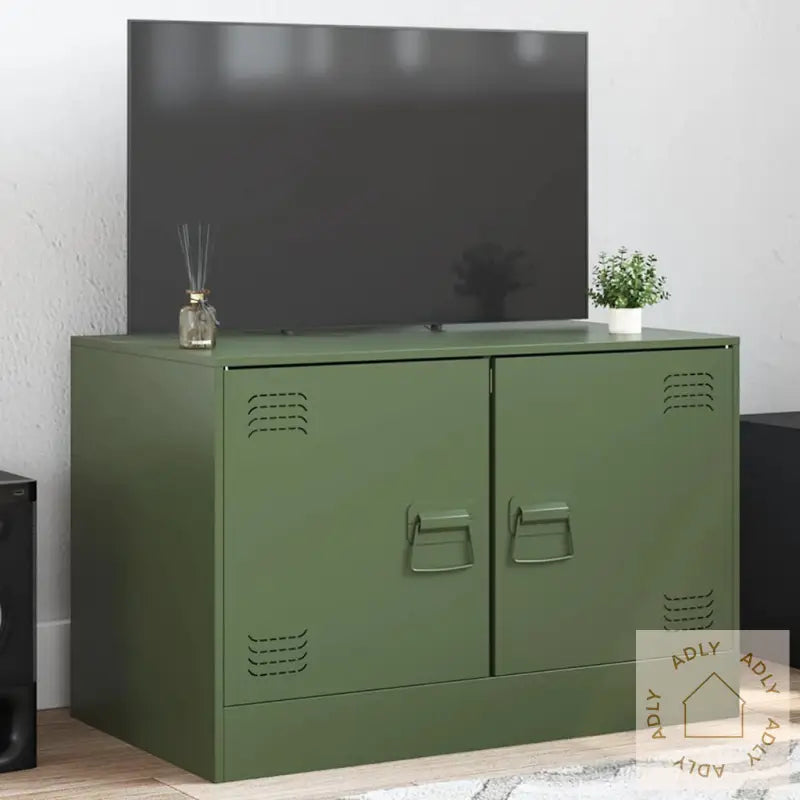 Tv-Benk Olivengrønn 67X39X44 Cm Stål
