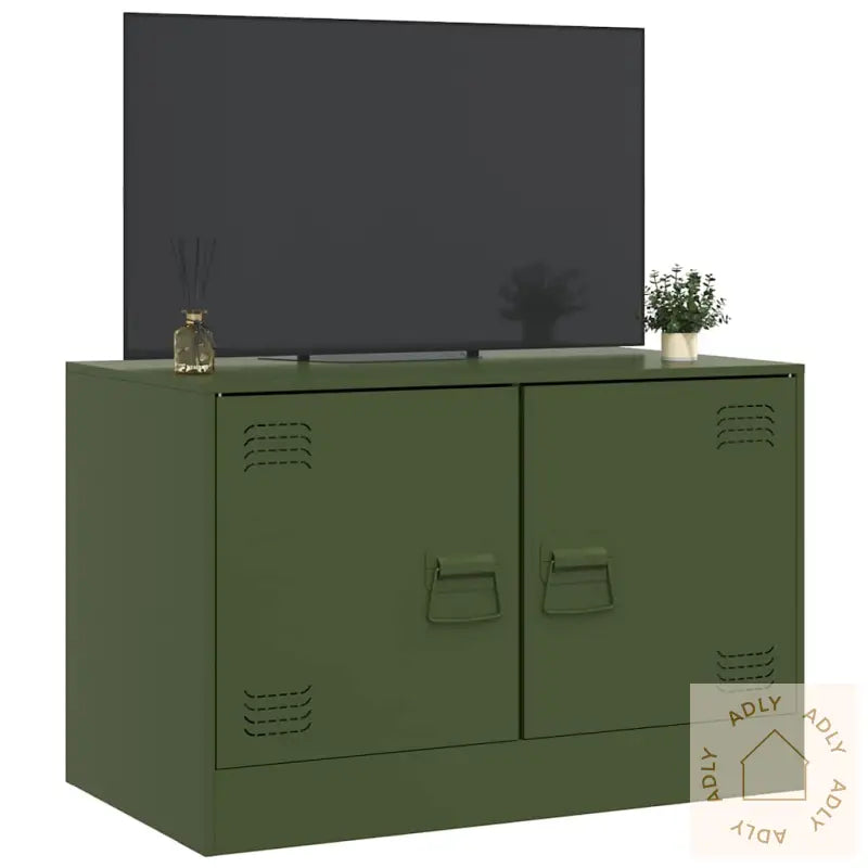 Tv-Benk Olivengrønn 67X39X44 Cm Stål